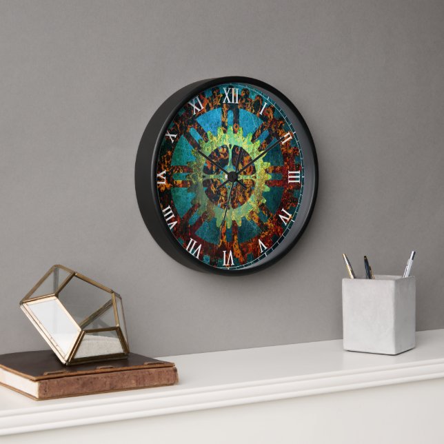 Steampunk Industrial Rusty Clockwork Clock (Office)