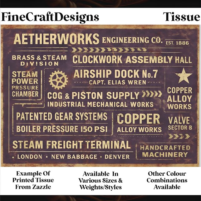 Steampunk Industrial Typography Sign FA4 Decoupage Tissue Paper (Creator Uploaded)