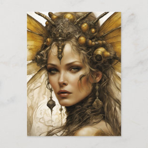 Steampunk Insect Woman Postcard