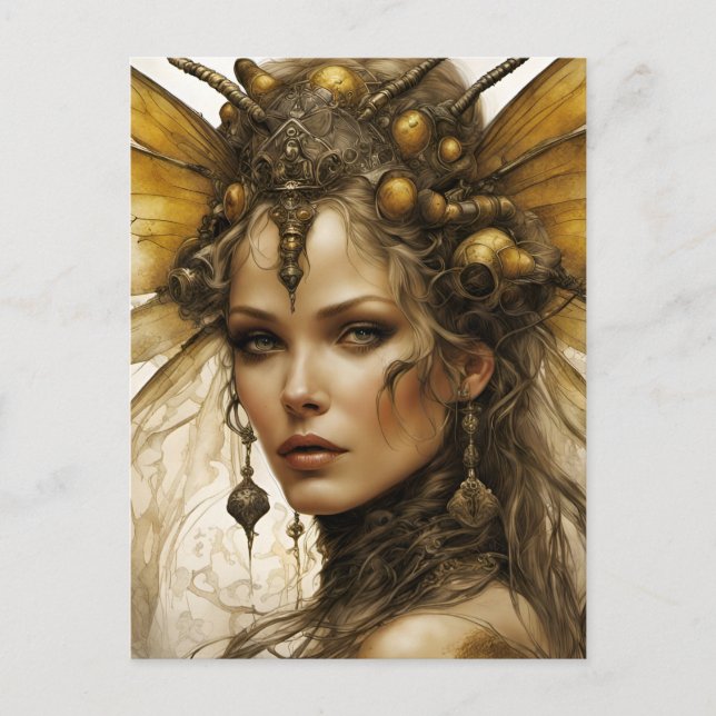 Steampunk Insect Woman  Postcard (Front)