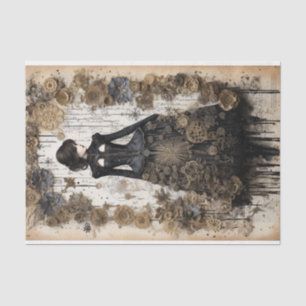 Steampunk-inspired Mixed Media Portrait Tissue Paper
