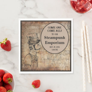 Steampunk Inventor Top Hat Personalized Event Napkin