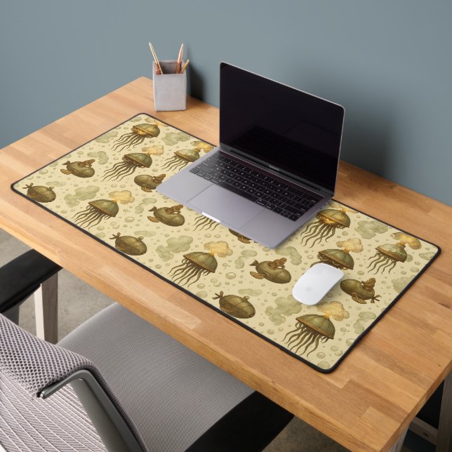 Steampunk Jellyfish Airship Fleet Desk Mat (Office 2)