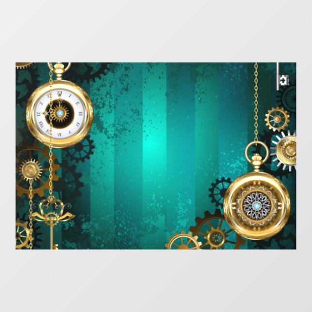 Steampunk Jewellery Watch on a Green Background (Sheet)