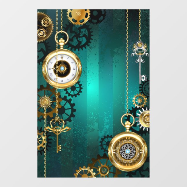 Steampunk Jewellery Watch on a Green Background (Sheet)