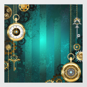 Steampunk Jewellery Watch on a Green Background