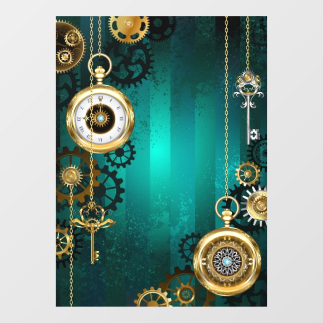 Steampunk Jewellery Watch on a Green Background (Sheet)