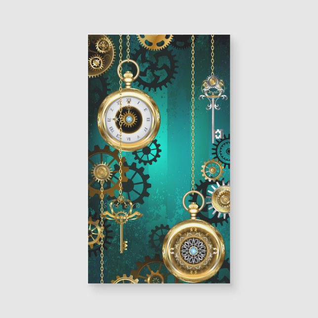 Steampunk Jewellery Watch on a Green Background (Front)