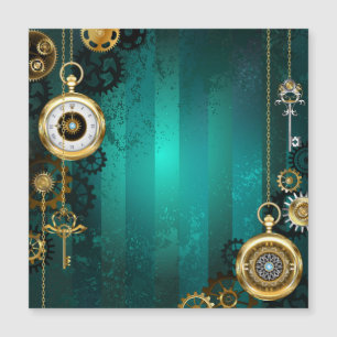 Steampunk Jewellery Watch on a Green Background
