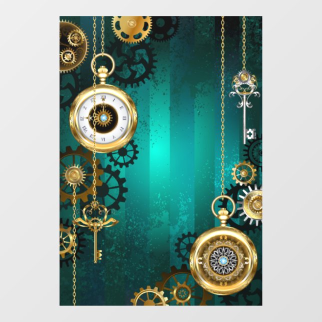 Steampunk Jewellery Watch on a Green Background (Sheet)