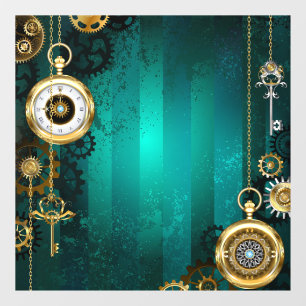 Steampunk Jewellery Watch on a Green Background