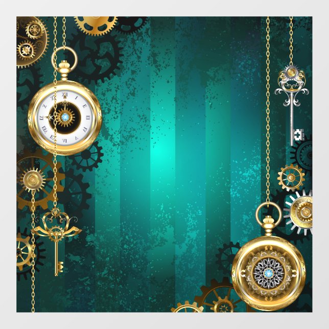 Steampunk Jewellery Watch on a Green Background (Sheet)