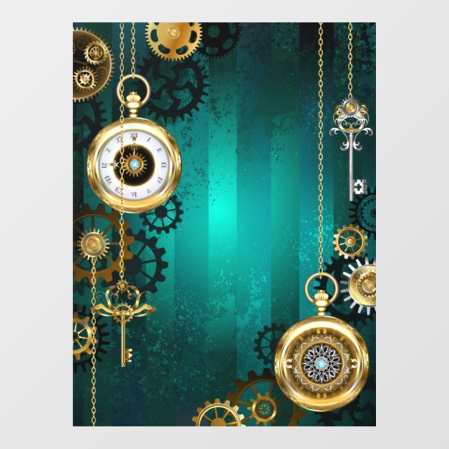 Steampunk Jewellery Watch on a Green Background (Sheet)