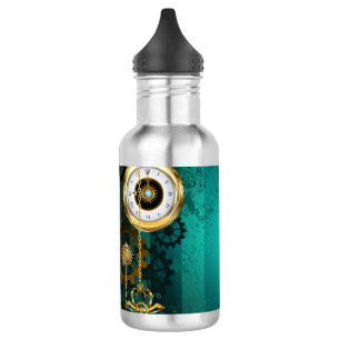 Steampunk Jewellery Watch on a Green Background 532 Ml Water Bottle