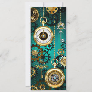 Steampunk Jewellery Watch on a Green Background Advice Card