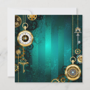 Steampunk Jewellery Watch on a Green Background Advice Card