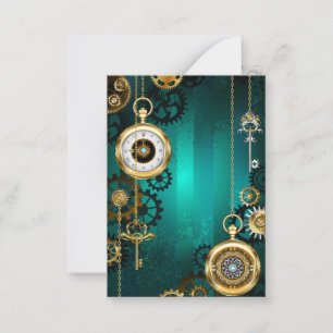 Steampunk Jewellery Watch on a Green Background Advice Card