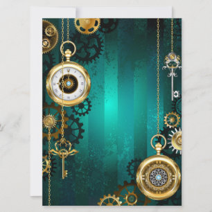 Steampunk Jewellery Watch on a Green Background Announcement