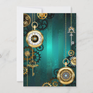 Steampunk Jewellery Watch on a Green Background Announcement