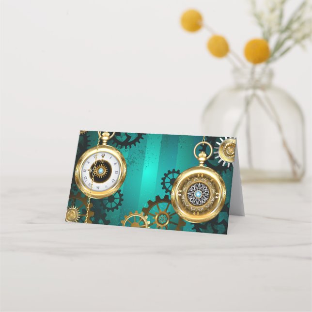 Steampunk Jewellery Watch on a Green Background Appointment Card (Front)
