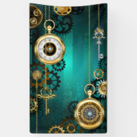 Steampunk Jewellery Watch on a Green Background