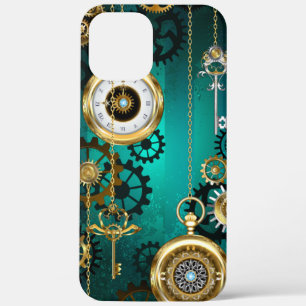 Steampunk Jewellery Watch on a Green Background iPhone 12 Pro Max Case