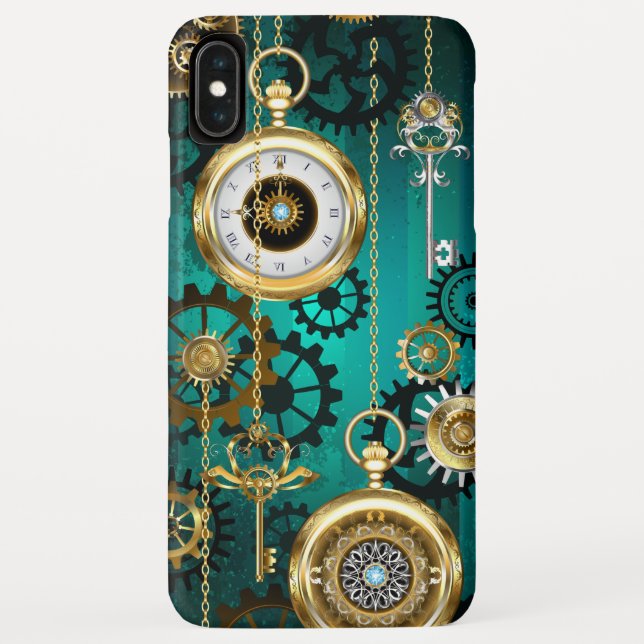 Steampunk Jewellery Watch on a Green Background Case-Mate iPhone Case (Back)