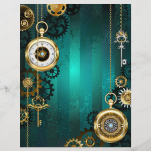 Steampunk Jewellery Watch on a Green Background Custom Letterhead