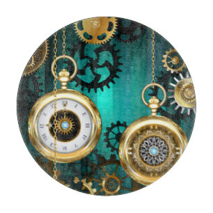 Steampunk Jewellery Watch on a Green Background Cutting Board