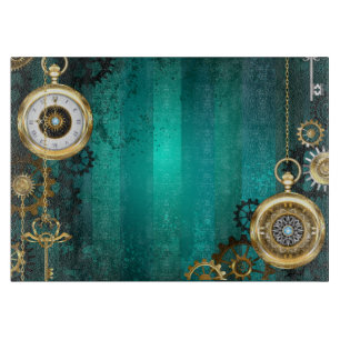 Steampunk Jewellery Watch on a Green Background Cutting Board