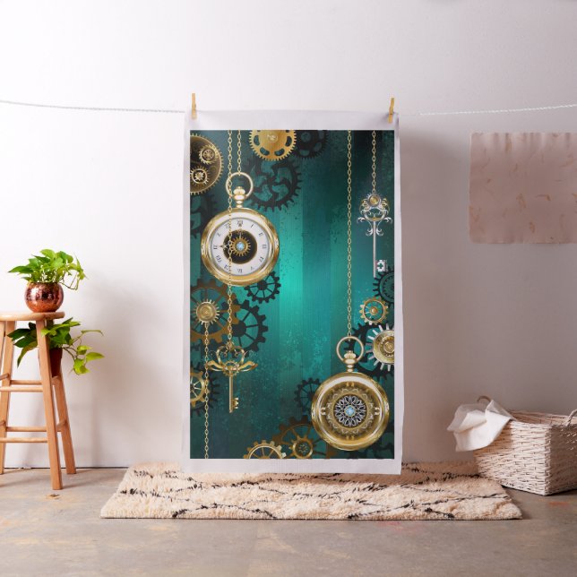 Steampunk Jewellery Watch on a Green Background Fabric (In Situ)