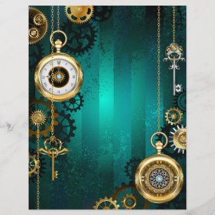 Steampunk Jewellery Watch on a Green Background Flyer
