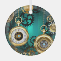 Steampunk Jewellery Watch on a Green Background