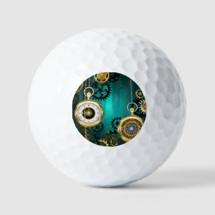 Steampunk Jewellery Watch on a Green Background Golf Balls