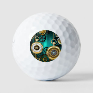 Steampunk Jewellery Watch on a Green Background Golf Balls