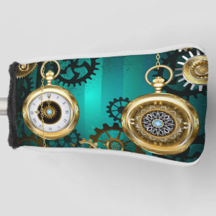 Steampunk Jewellery Watch on a Green Background Golf Head Cover