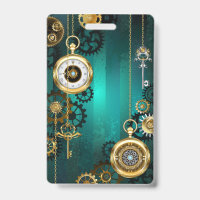 Steampunk Jewellery Watch on a Green Background