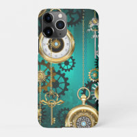 Steampunk Jewellery Watch on a Green Background
