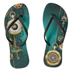 Steampunk Jewellery Watch on a Green Background Jandals