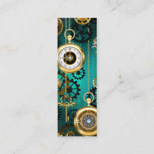 Steampunk Jewellery Watch on a Green Background Loyalty Card