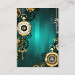 Steampunk Jewellery Watch on a Green Background Loyalty Card