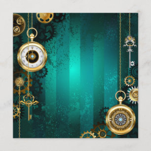 Steampunk Jewellery Watch on a Green Background Menu