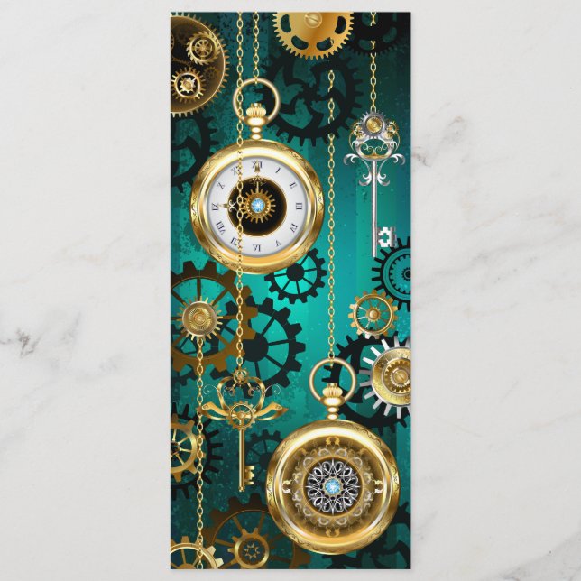 Steampunk Jewellery Watch on a Green Background Menu (Front)