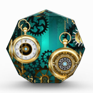 Steampunk Jewellery Watch on a Green Background Photo Block
