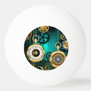 Steampunk Jewellery Watch on a Green Background Ping Pong Ball