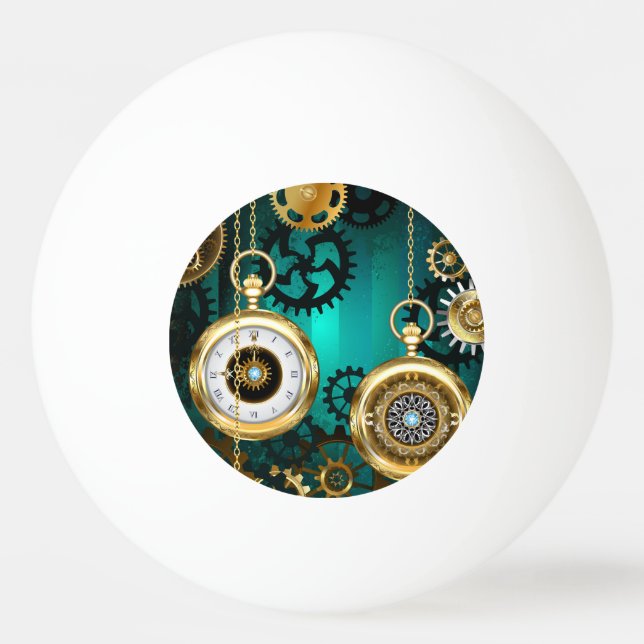 Steampunk Jewellery Watch on a Green Background Ping Pong Ball (Front)