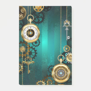 Steampunk Jewellery Watch on a Green Background Post-it Notes
