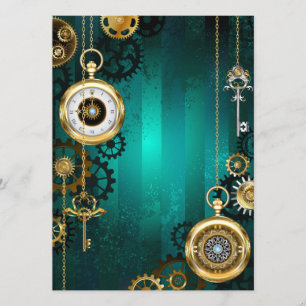 Steampunk Jewellery Watch on a Green Background Programme