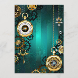 Steampunk Jewellery Watch on a Green Background Programme