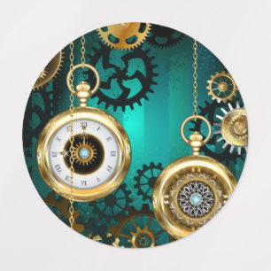 Steampunk Jewelry Watch on a Green Background